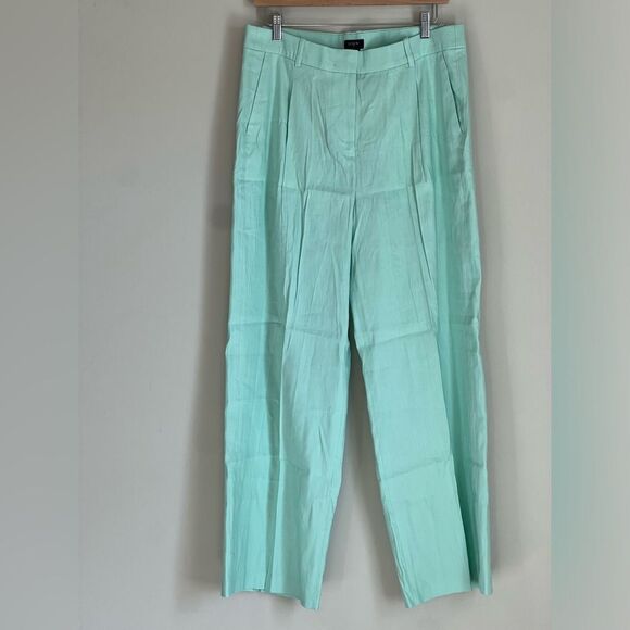 J. Crew Linen-blend wide-leg pleated trouser pant Size 12 - Picture 4 of 14